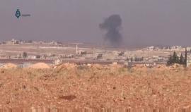 ريف حلب- قصف بالصواريخ الفراغية من طيران النظام على بلدة حيان