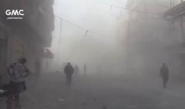 #شاهد توثيق اللحظات الأولى لقصف طيران النظام الحربي على الأحياء السكنية في مدينة سقبا أدت إلى سقوط ضحايا