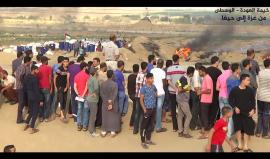 #شاهد 
الحشود المشاركة في خيمة العودة شرق المحافظة الوسطى في  #جمعة_من_غزة_إلى_حيفا_مستمرون