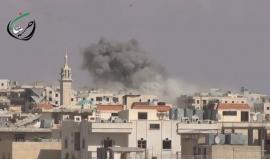 مشاهد من القصف بالبراميل المتفجرة على مدينة #حريتان بريف #حلب الشمالي