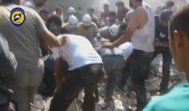 ضحايا جراء قصف الطائرات الحربية الروسية مدينة #إدلب