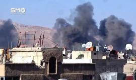 الغارة الجوية الروسية بالصواريخ الفراغية على احياء دمشق الشرقية