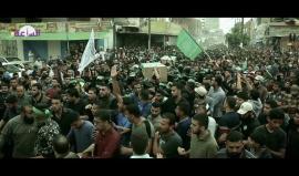 #شاهد من تشييع جثامين 6 شهداء من كتائب القسام ارتقوا خلال كشفهم "منظومة تجسس" حاول الاحتلال زرعها في غزة.