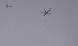 ريف دمشق - لحظة قصف الطيران بالبراميل المتفجرة مزارع خان الشيح بالغوطة الغربية