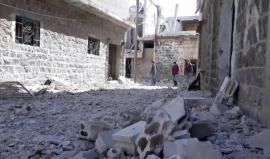 الدمار الذي خلفه القصف الجوي الذي استهدف بلدة تلدو بريف حمص