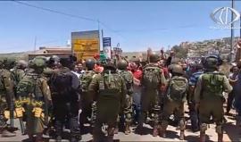 من المواجهات المندلعة بين الشبان الفلسطيين وقوات الاحتلال عند مفرق بيتا جنوب نابلس