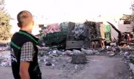 #شاهد قافلة الهلال الأحمر السوري التي استهدفها الطيران الحربي الروسي في بلدة أورم الكبرى