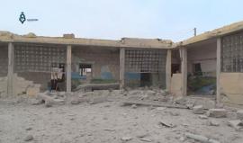 #شاهد آثار قصف قوات النظام السوري الذي استهدف مدرسة في بلدة الأتارب غرب حلب أمس