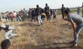 #مباشر من المظاهرات على الخط الفاصل شرق مدينة غزة، وقوات الاحتلال تستهدفهم بالغاز والرصاص.