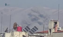 استهداف الطيران الحربي مدينة عربين في ريف دمشق