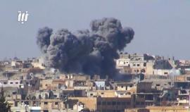 مروحيات النظام تمطر أحياء #درعا البلد بالبراميل المتفجرة 
تصوير نبأ