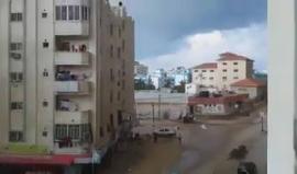 #شاهد| الرياح القوية تتسبب في تطاير "ألواح زينكو" من أحد مساجد #غزة