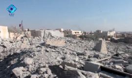 الدمار في بلدة كفر داعل بريف حلب الغربي نتيجة الغارات الجوية التي راح ضحيتها 9 شهداء والعديد من الجرحى