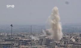 قوات النظام السوري تقصف مدينة #عربين بريف #دمشق بالقذائف المدفعية