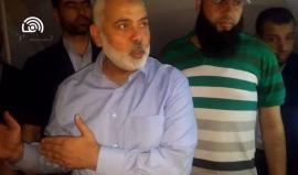 #شاهد || زيارة رئيس المكتب السياسي لحركة حماس اسماعيل هنية لخيمة الإعلاميين في مخيم العودة شرق مدينة غزة .