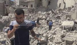 #شاهد || شهداء وجرحى ودمار هائل في حي القاطرجي بحلب