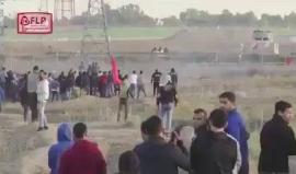 #فيديو لحظة اطلاق جنود الاحتلال النار صوب فلسطيني خلال المواجهات على حدود قطاع غزة