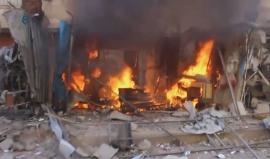 #شاهد الدمار واجلاء الجرحى جراء الغارات التي استهدفت حي الوعر بحمص