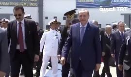 #شاهد| الرئيس التركي #أردوغان يشارك بتدشين السفينة الحربية #التركية “قينالي أدا” "محلية الصنع"