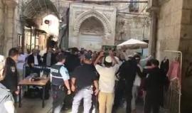 #شاهد| مستوطنون يؤدون رقصات استفزازية أمام باب السلسلة بالمسجد الأقصى المبارك.
