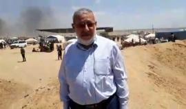 #مباشر الدكتور وليد عامر الناطق الرسمي باسم الهيئة الوطنية العليا لكسر الحصار باللغة الإنجليزية في مخيم العودة الكبرى على الحدود الشرقية لمدينة خانيونس