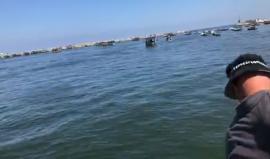 #مباشر إطلاق الرحلة الثانية لسفن الحرية وكسر الحصار من ميناء غزة للصيادين
تصوير يوسف اصليح