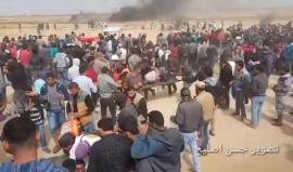 #فيديو الاحتلال يعتدي على مسيرة العودة شرق خانيونس