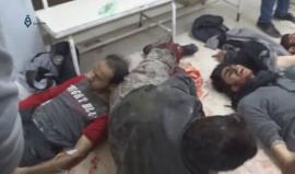 يحوي مشاهد قاسية،شهداء وإصابات اثر قصف قوات النظام السوري بصواريخ الفيل حي القابون بدمشق