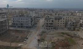 ريف #حلب: تصوير جوي يظهر الدمار الذي طال مدينة حريتان جراء القصف الجوي