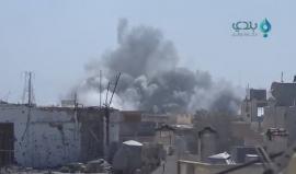 لحظات مرعبة من قصف الطيران الحربي حي القابون في دمشق صباح اليوم