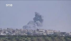 سوريا - درعا : الطيران الحربي يشن غارة جوية على أحياء درعا البلد