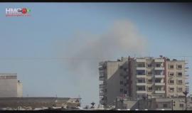 الطيران الحربي يقصف حي الوعر المحاصر بغارات جوية في حمص