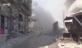 اللحظات الأولى للقصف الجوي الروسي الذي استهدف حي القابون في دمشق قبل قليل