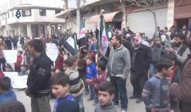 مظاهرة في مدينة عربين بريف #دمشق طالبت بوحدة الفصائل ونددت بمؤتمر الأستانة