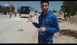 الناشط محمد السباعي يرصد لحظة وصول أهالي حي الوعر الى ريف حلب