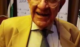 د انيس قاسم رئيس المؤتمر الشعبي لفلسطيني الخارج يتحدث عقب المؤتمر الصحفي في بيروت.