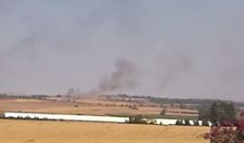 #شاهد اندلاع حريق في حقول كفار عزة في غلاف قطاع غزة بفعل طائرة ورقية حارقة