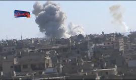 الطائرات الحربية تقصف مدينة #الرستن في ريف #حمص الشمالي