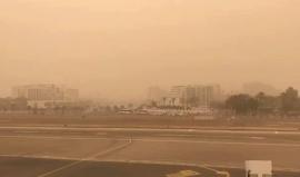 #فيديو الأجواء العاصفة والضبابية في مطار "إيلات" جنوب فلسطين المحتلة