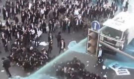 #شاهد اليهود المتدينون أثناء احتجاجهم على تجنيدهم للخدمة العسكرية