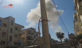 #صور | غارات للطيران الحربي على حي الوعر في #حمص اليوم .