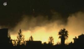 #شاهد قنابل الفسفور تنهمر على مزارع خان الشيح في ريف دمشق