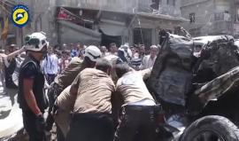 المشاهد الأولى للقصف الجوي على حي الصالحي في #حلب ظهر اليوم