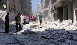 اللحظات الأولى للقصف العنيف على حي بستان القصر في #حلب