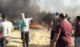 مباشر | من المواجهات المندلعة شرق مخيم البريج. 
تصوير | سامي مصران