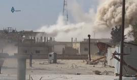 قصف الطيران المروحي بالبراميل المتفجرة على أحياء درعا البلد