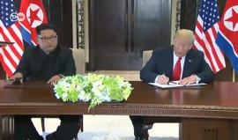 #فيديو الرئيس الأمريكي وزعيم كوريا الشمالية يوقعان على وثيقة شمالة في ختام قمة سنغافورة