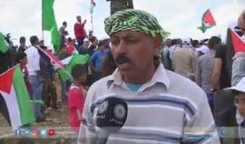 عشرات الفلسطينيين يحيون يوم الأرض على قرية المغير - رام الله التي استطاعوا طرد المستوطنين منهاتقرير: محمد علوان