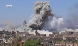 صواريخ قوات الأسد تضرب مدينة #داريا بريف #دمشق