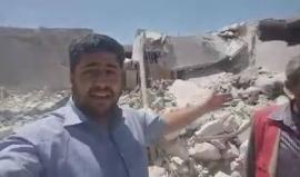 دمار ما يقارب عشرة منازل في بلدة أورم الكبرى بريف حلب الغربي بفعل القصف الروسي على البلدة بالصواريخ الفراغية